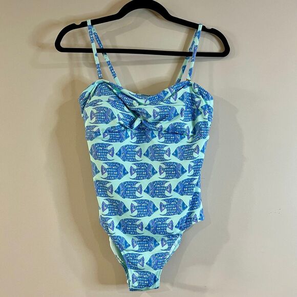 Vineyard Vines Tang Fish Blue One Piece Swimsuit size Small